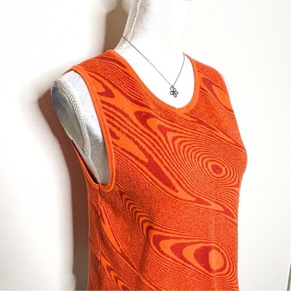 🍋 CIDER • Women’s Orange 70’s Vibe Abstract Print Knit Tank Top Size XL - Picture 1 of 6